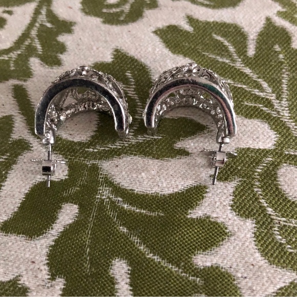 Kenneth Jay Lane KJL Sparkly Crystal Hoop Earrings - Picture 5 of 5